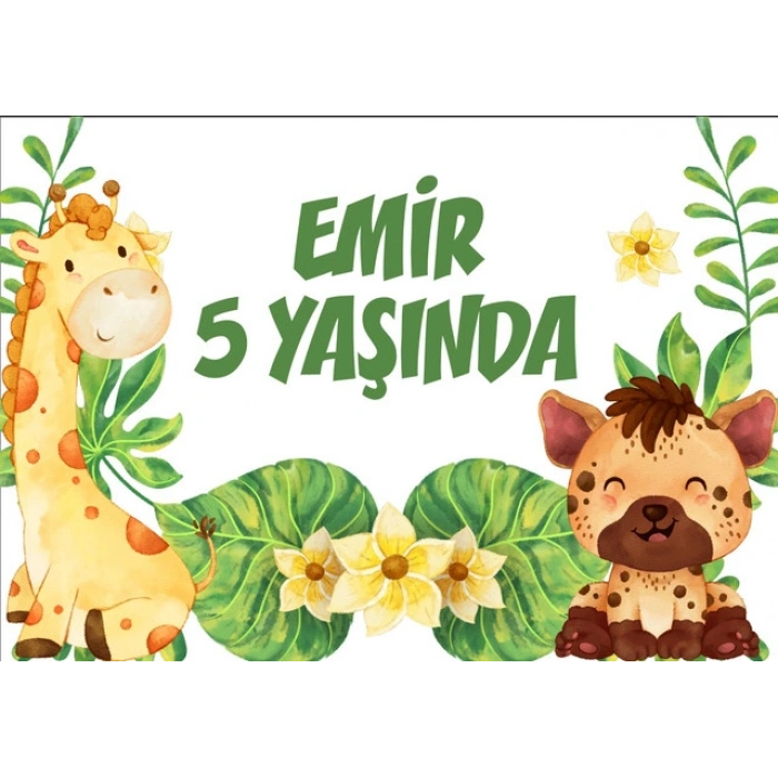 Safari temalı Doğum Günü Afişi - 70x100 Cm