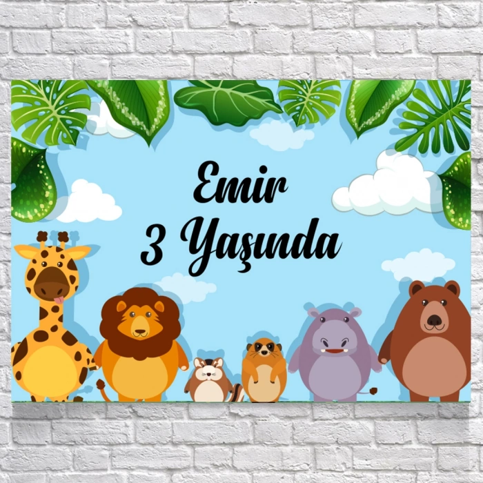 Safari Temalı Doğum Günü Afişi 70X100 cm