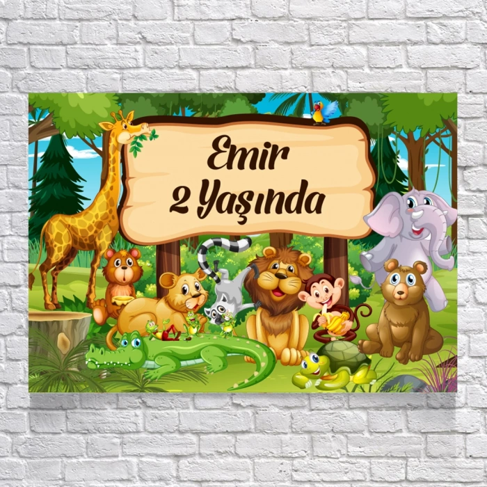 Safari Temalı Doğum Günü Afişi 70X100 cm