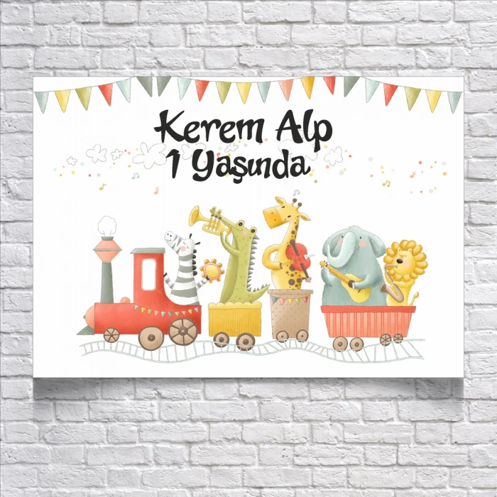 Safari Treni Temalı Doğum Günü Afişi 35X50 cm