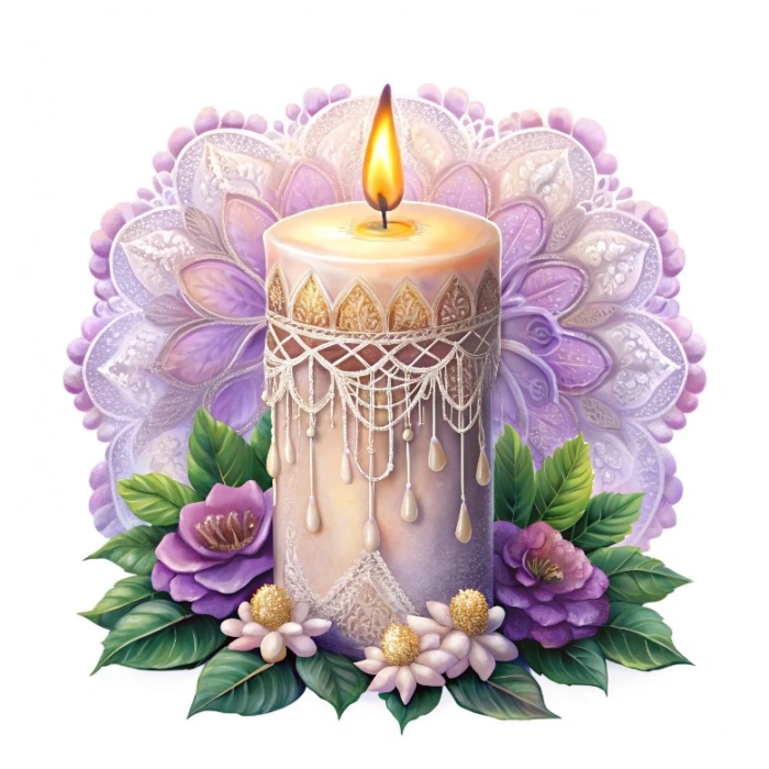 Şapkalı ve Dantelli Mum Duvar Stickerı