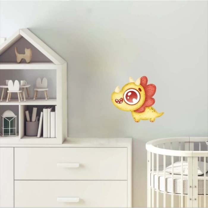 Sarı Boynuzlu Dinazor Duvar Sticker