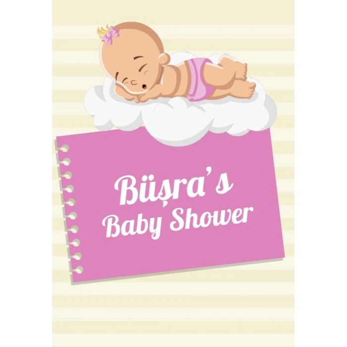 Sarı Çizgili Bebek Temalı Baby Shower Afişi 100x150 Cm