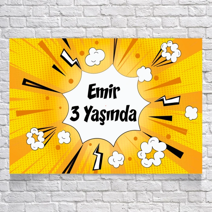 Sarı Elektirik Temalı Doğum Günü Afişi 50X70 cm