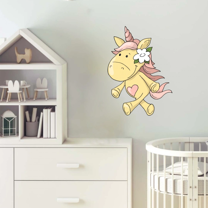 Sarı Unicorn Duvar Sticker