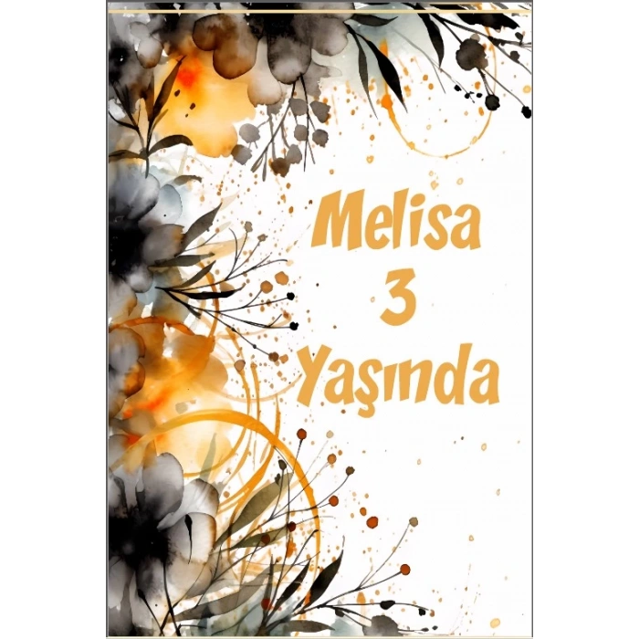 Sarı ve Siyah Çiçekler Temalı Doğum Günü Afişi -2 50X70 cm