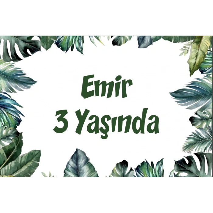 Yapraklar Temalı Doğum Günü Afişi 100X150 cm