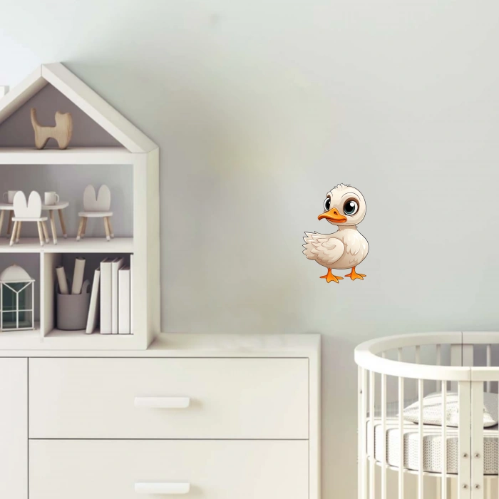 Şaşkın Yüzlü Beyaz Yavru Ördek Duvar Stickerı
