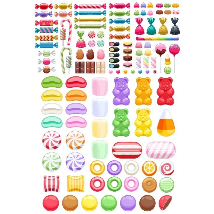 Şekerler Sticker Set 30 Parça Telefon, Tablet, Defter, Laptop Sticker