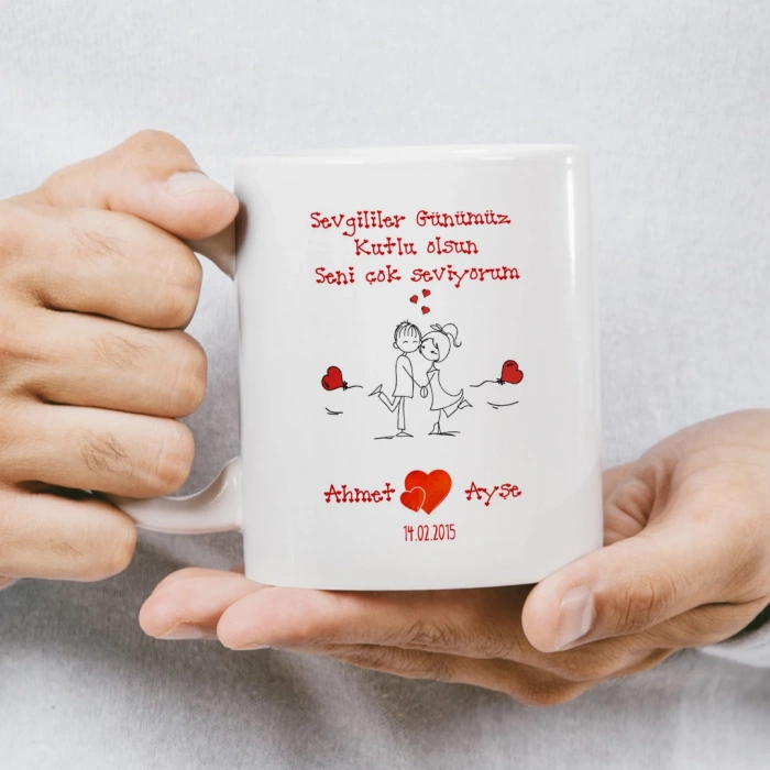 Seni Çok Seviyorum Güllü Çerçeve Sevgililer Günü Kupası