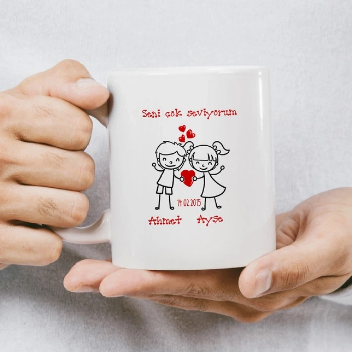 Seni Çok Seviyorum Kupa Baskı İsme Özel