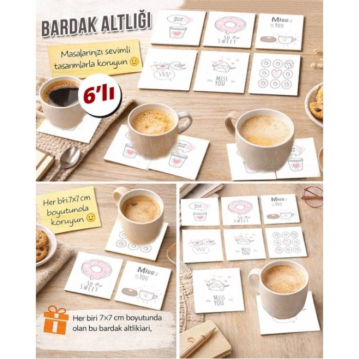 Sevgi Temalı 2 7x7 – 6’lı Set Dekoratif Kare Tasarım