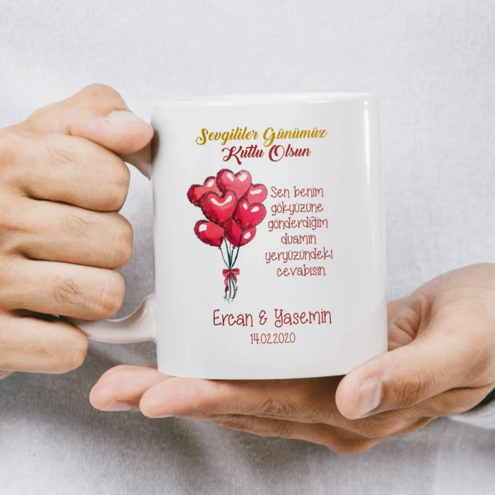 Sevgililer Günümüz Kutlu Olsun Kalp Çerçeveli Bisikletli Çift Kupası