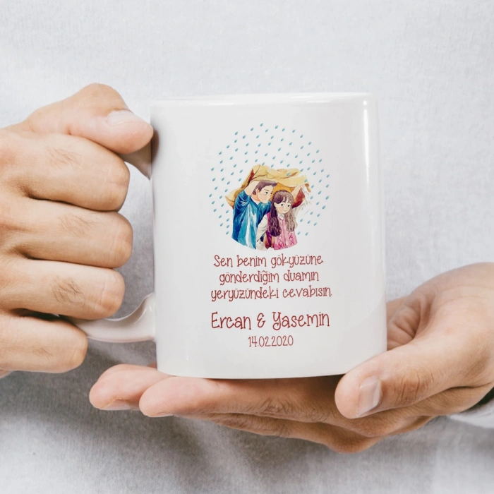 Sevgililer Günümüz Kutlu Olsun Öpüşen Balonlu Çift Kupası