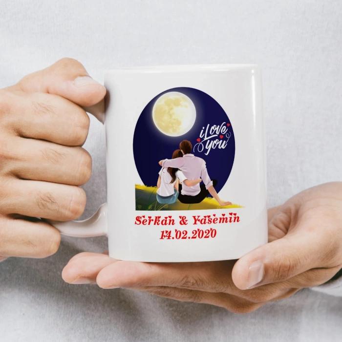 Sevgililer Günümüz Kutlu Olsun Öpüşen Çift Kupası