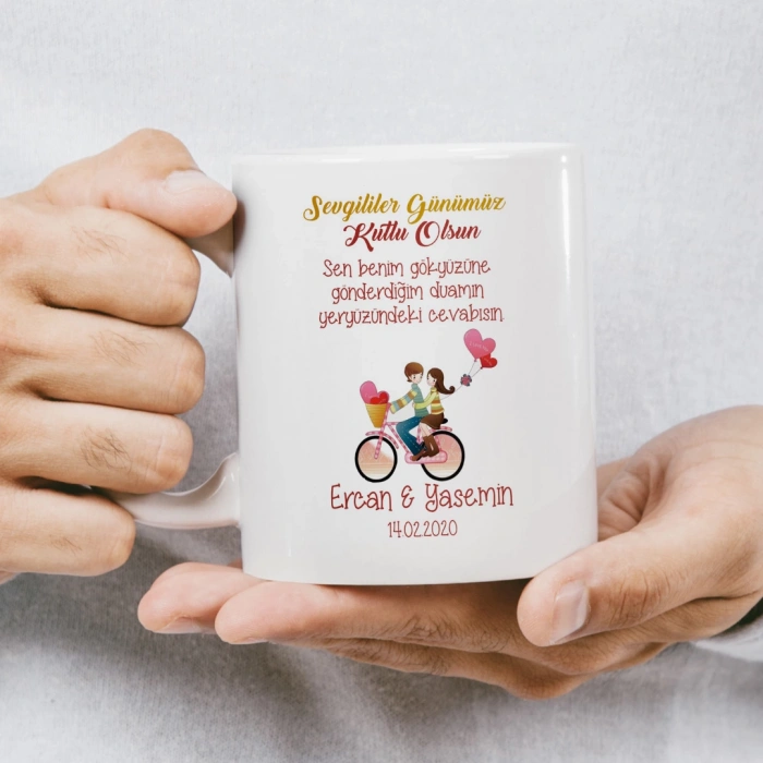 Sevgililer Günümüz Kutlu Olsun Sonbahar Ağacı ve Çift Kupası