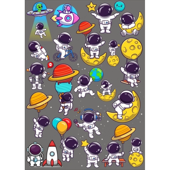 Sevimli Astronot Sticker Set 1 20 Parça Telefon, Tablet, Defter, Laptop Sticker