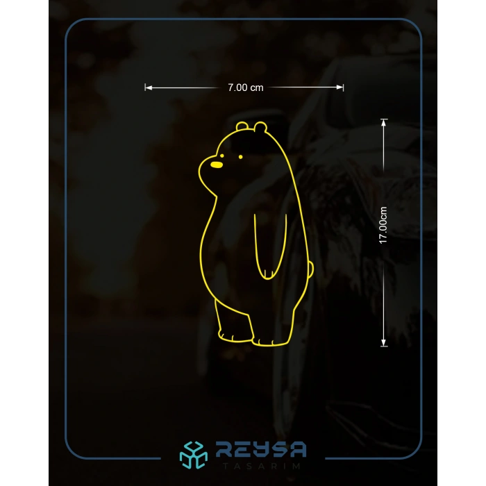 Sevimli Ayı Araba Sticker 17x17 Cm Sarı