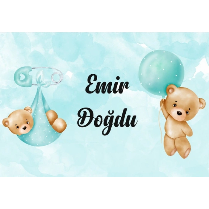 Sevimli Ayı Temalı Bebek Karşılama Afişi 70X100 Cm