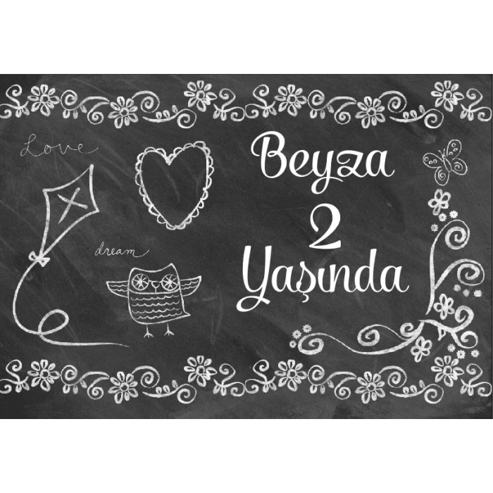 Tebeşir Tenalı Doğum Günü Afişi 100X150 cm