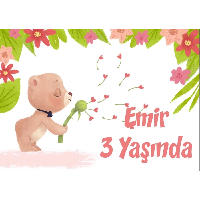 Sevimli Ayıcık Temalı Doğum Günü Afişi 35X50 cm