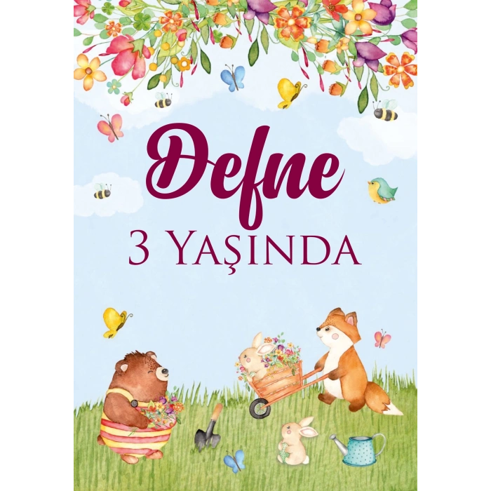 Sevimli Ayıcık Temalı Doğum Günü Afişi 50X70 cm