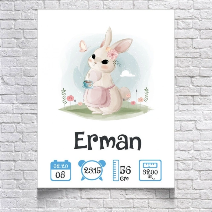 Sevimli Tavşan Temalı Yaş Panosu