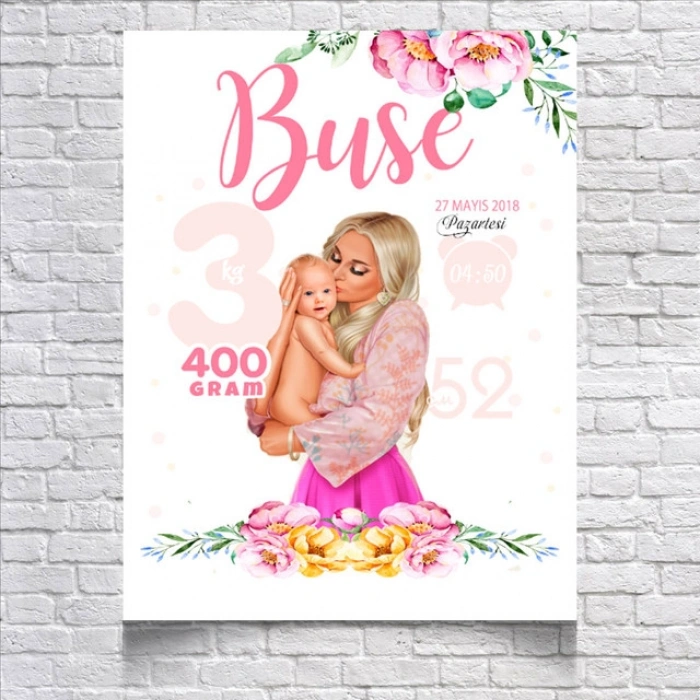 Anne ve Bebek Temalı Yaş Panosu