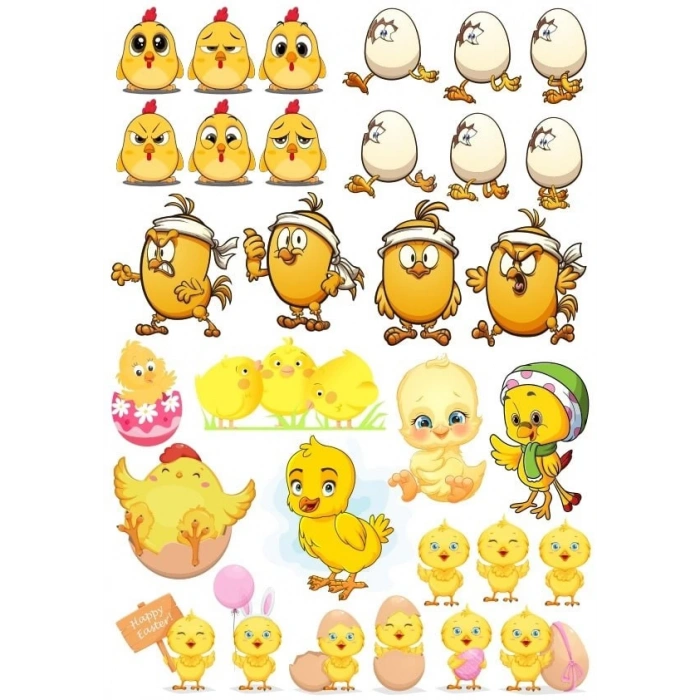 Sevimli Civciv Sticker Set 1 31 Parça Telefon, Tablet, Defter, Laptop Sticker