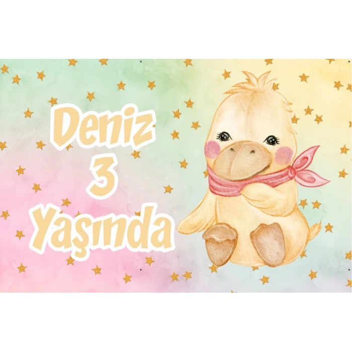 Sevimli Civciv Temalı Doğum Günü Afişi 50X70 cm