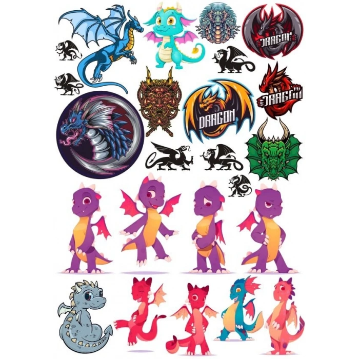 Sevimli Ejderhalar Sticker Set 7 26 Parça Telefon, Tablet, Defter, Laptop Sticker
