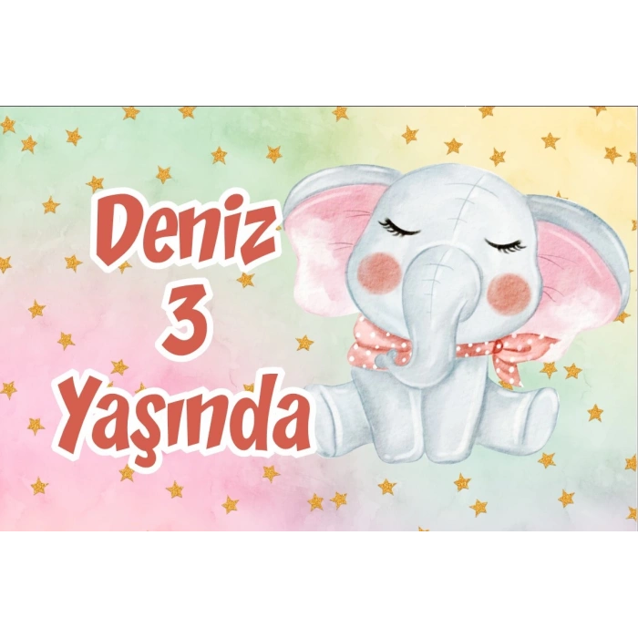 Sevimli Fil Doğum Günü Afişi 70X100 cm