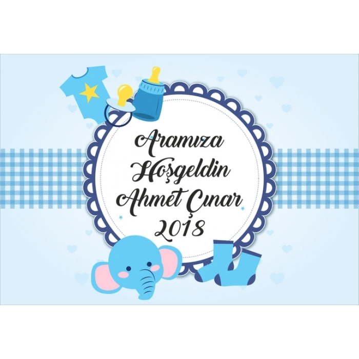 Sevimli Fil Temalı Bebek Karşılama Afişi 70X100 Cm