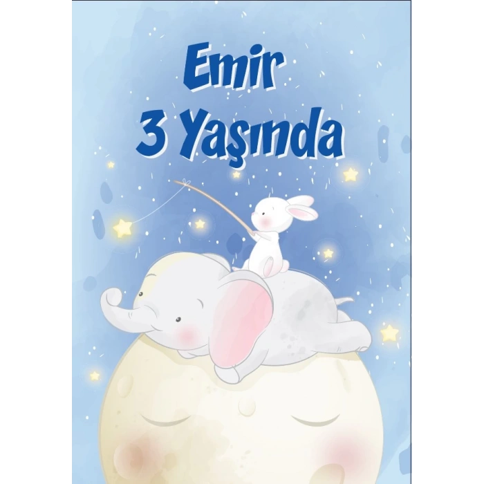 Sevimli Fil Temalı Doğum Günü Afişi 100X150 cm