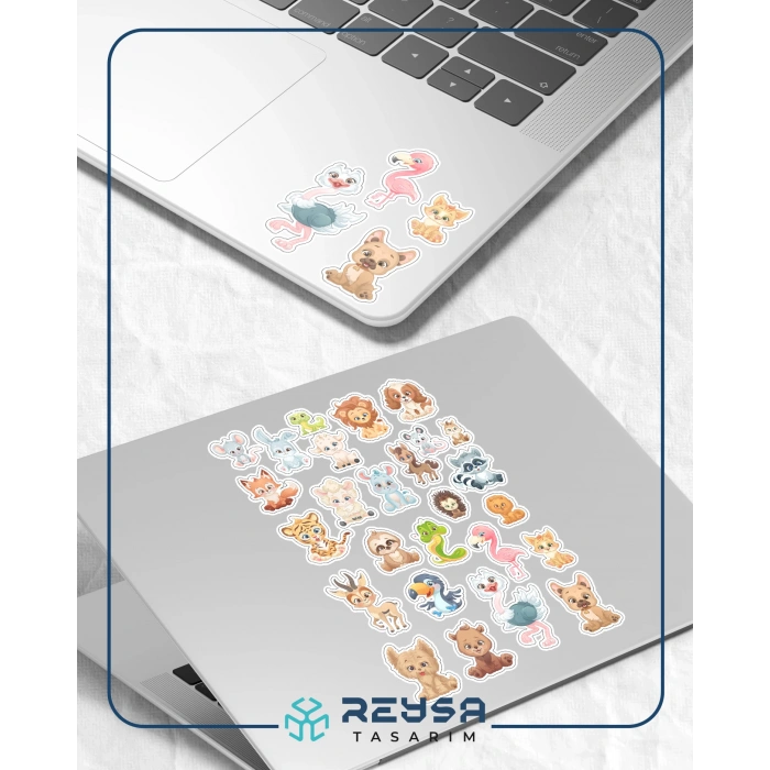 Sevimli Hayvanlar Alemi Sticker Set 1 27 Parça Telefon, Tablet, Defter, Laptop Sticker