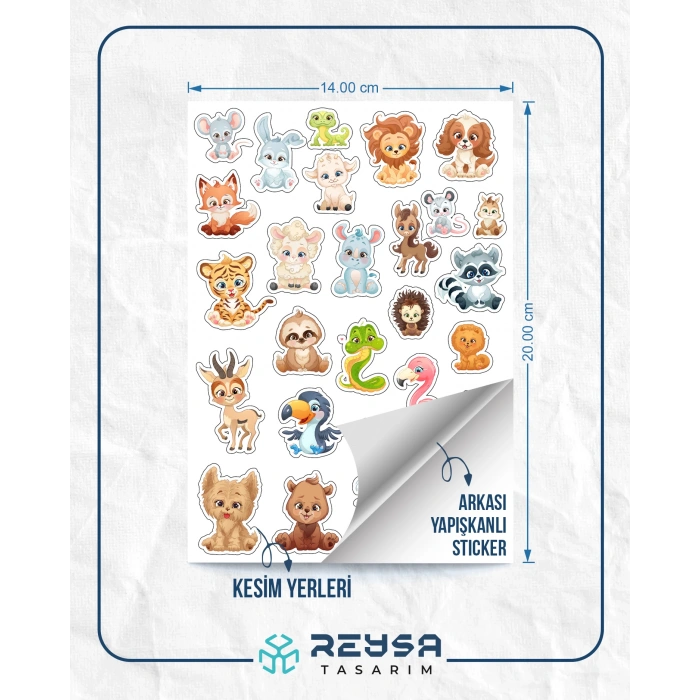 Sevimli Hayvanlar Alemi Sticker Set 1 27 Parça Telefon, Tablet, Defter, Laptop Sticker