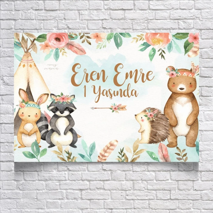 Sevimli Hayvanlar Doğum Günü Afişi 50X70 cm