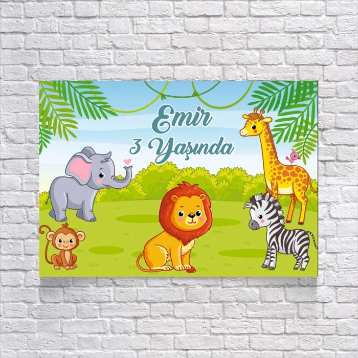 Sevimli Hayvanlar Partisi Temalı Doğum Günü Afişi 70X100 cm