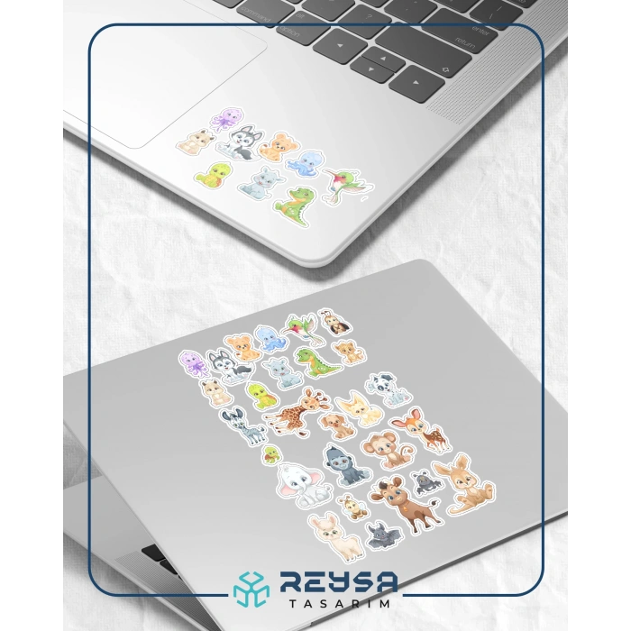 Sevimli Hayvanlar Sticker Set 8 25 Parça Telefon, Tablet, Defter, Laptop Sticker