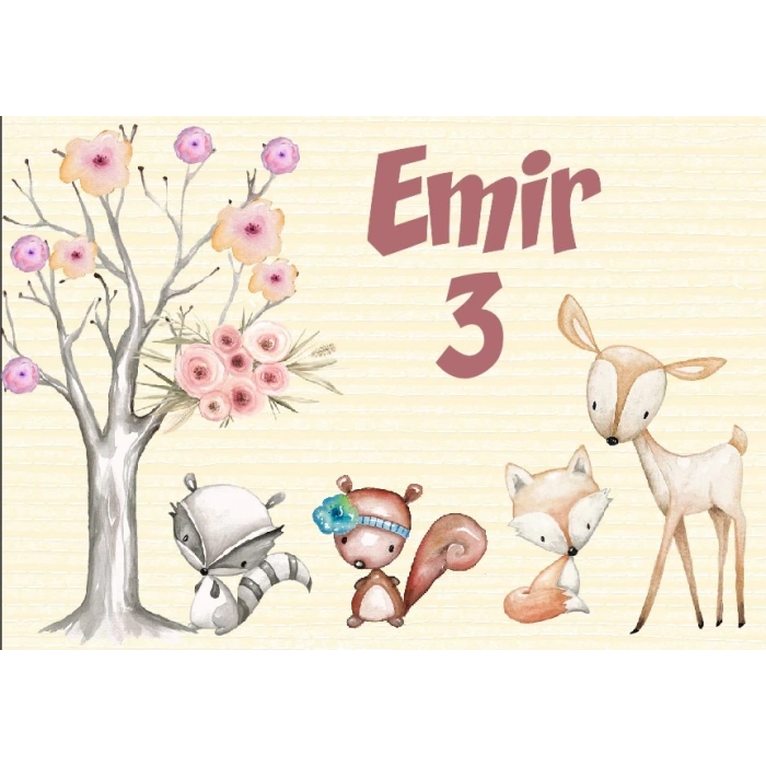 Sevimli Hayvanlar Temalı Doğum Günü Afişi 35X50 cm