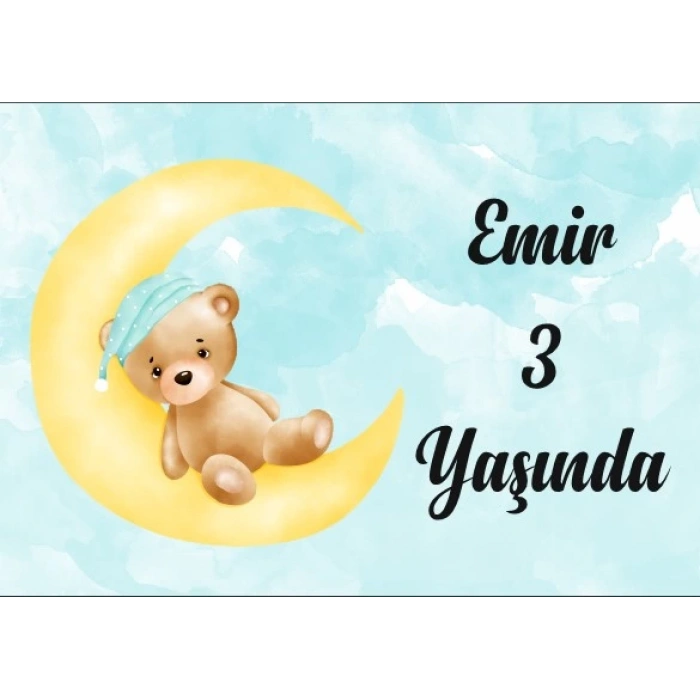 Ayıcık Temalı Doğum Günü Afişi 50X70 cm