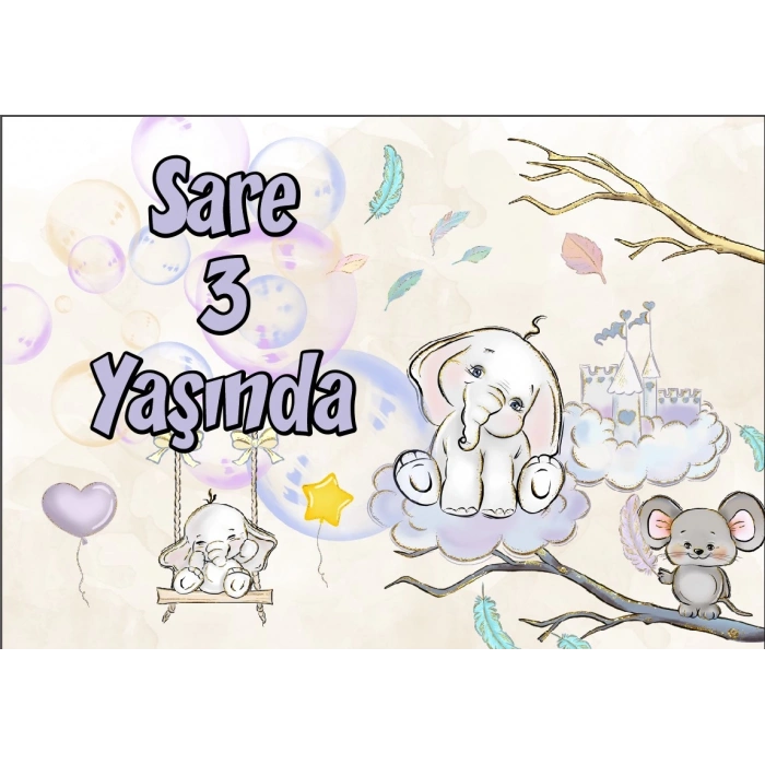 Sevimli Hayvanlar Temalı Doğum Günü Afişi 70X100 cm