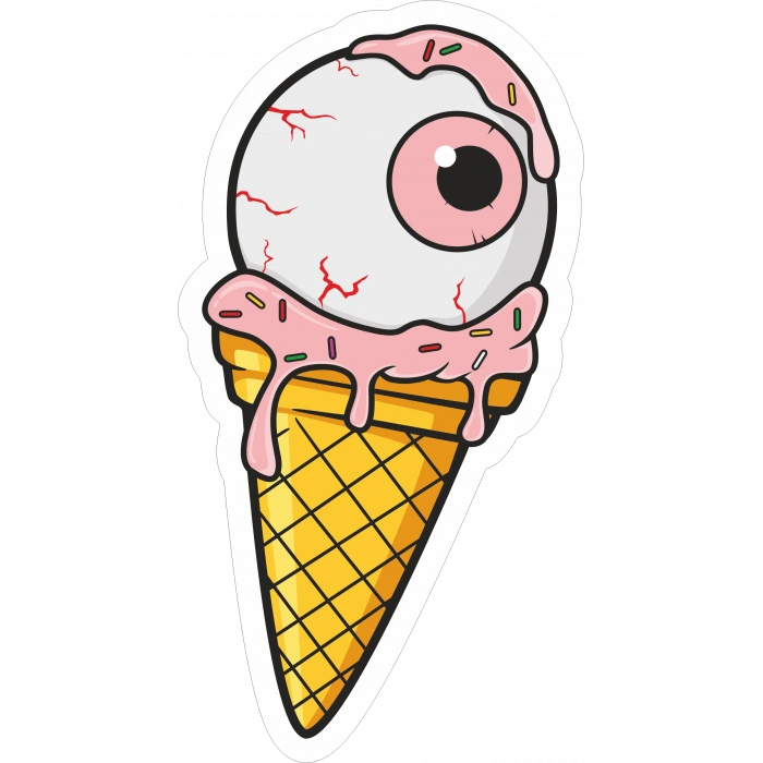 Tek Göz Dondurma Sticker 10x10 cmRenkli Sticker