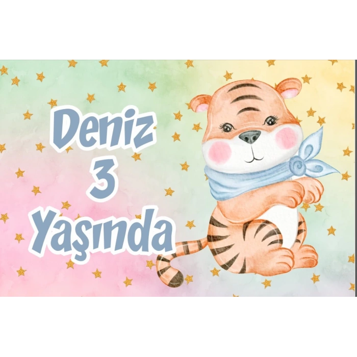 Sevimli Kaplan Doğum Günü Afişi 50X70 cm