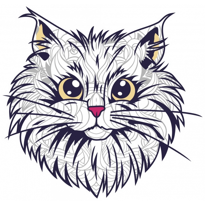 Sevimli Kedi Sticker 10x10 cmRenkli Sticker