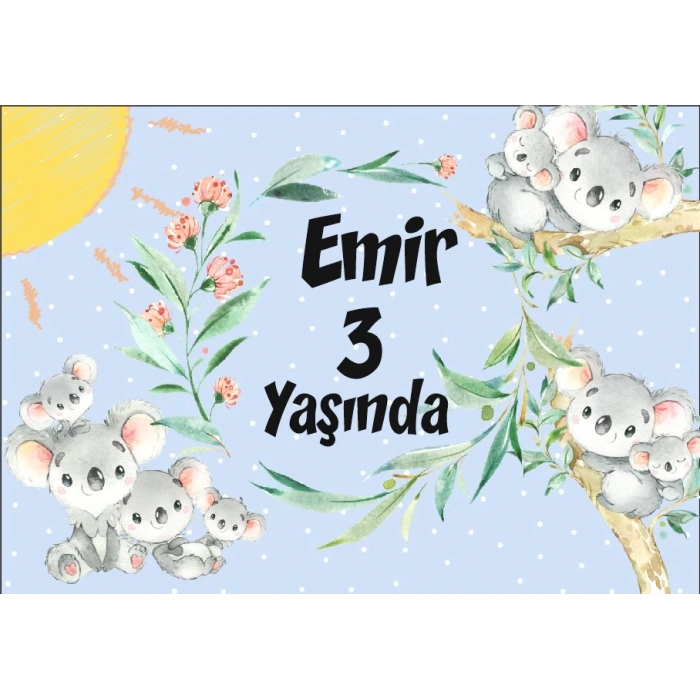 Koala Temalı Doğum Günü Afişi 35X50 cm