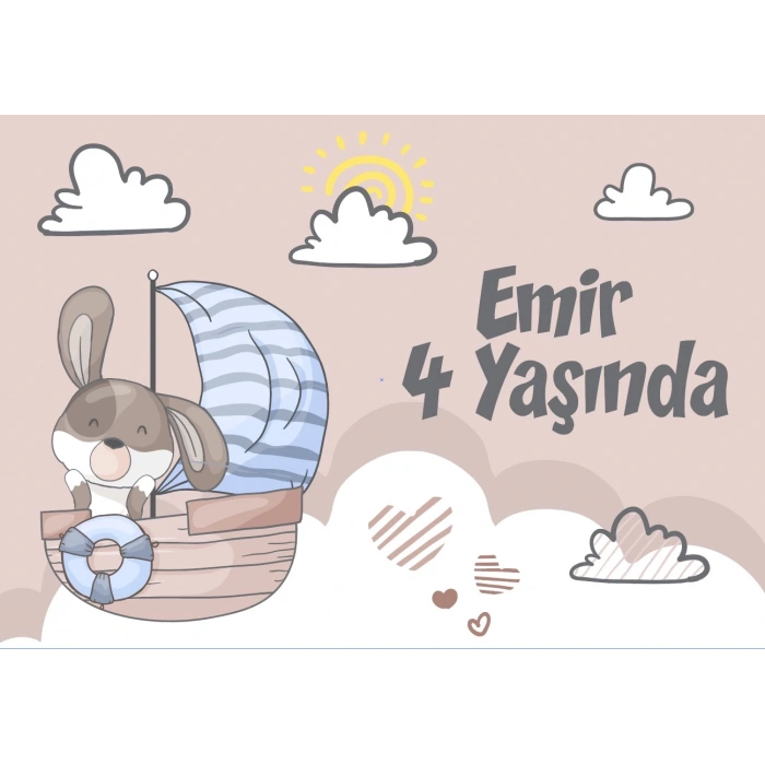 Sevimli Köpek Temalı Doğum Günü Afişi 70X100 cm