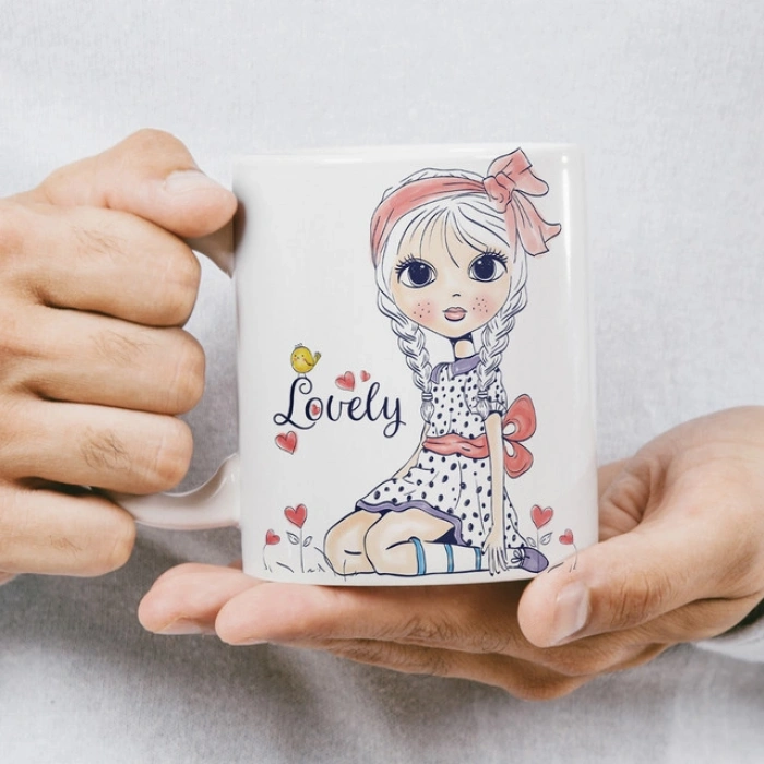 Sevimli Kız Kupa Baskı