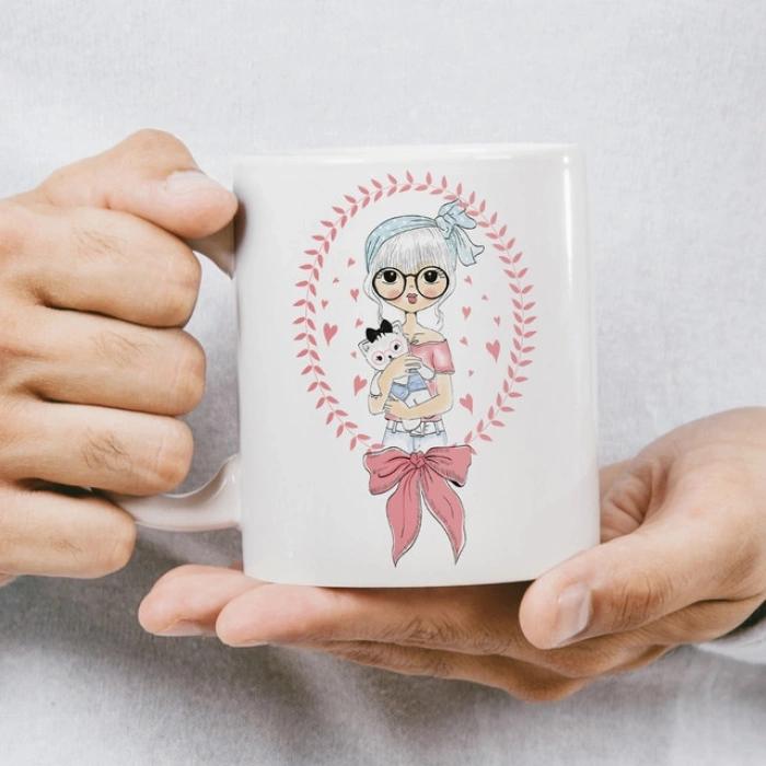 Sevimli Kız Kupa Baskı