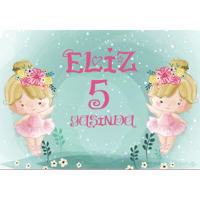 Sevimli BalerinlerTeması Doğum Günü Afişi 35X50 cm